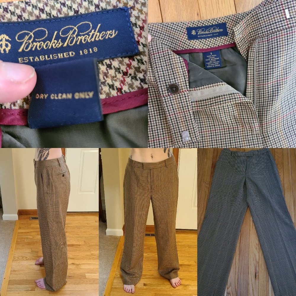 Wool Dress Pants with Micro Hounds tooth Pattern